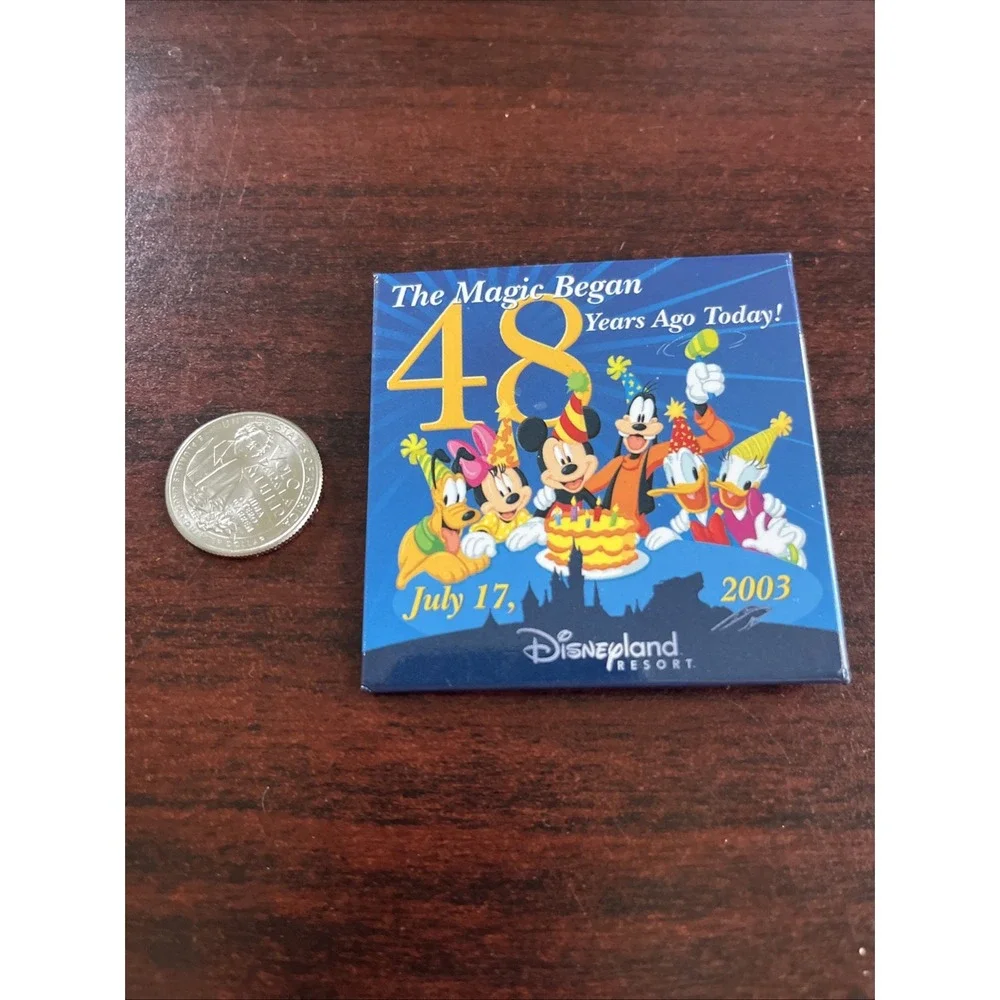 Disneyland Resort 48th Birthday July 17, 2003 Mickey And Friends Button Pin‎